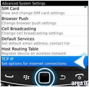 فعالسازی اینترنت در بلکبری 5