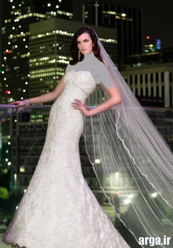 لباس عروس با تور بلند شیک