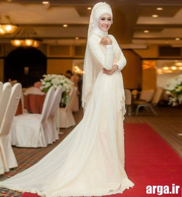 لباس عروس پوشیده دانتل دار