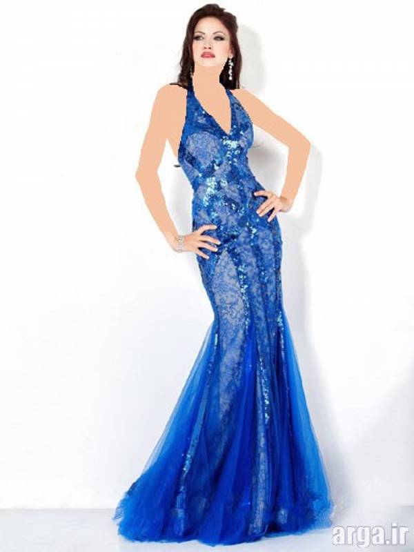  لباس شب آبی زیبا