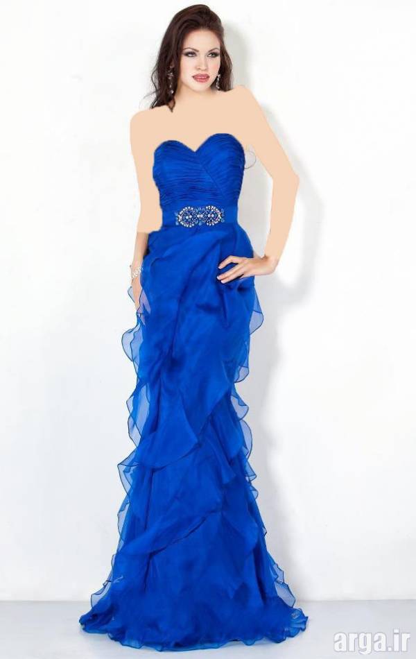  لباس شب آبی باکلاس