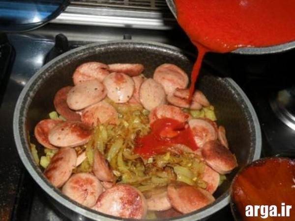پخت غذا با سوسیس
