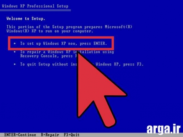 مرحله چهارم نصب ویندوز xp 