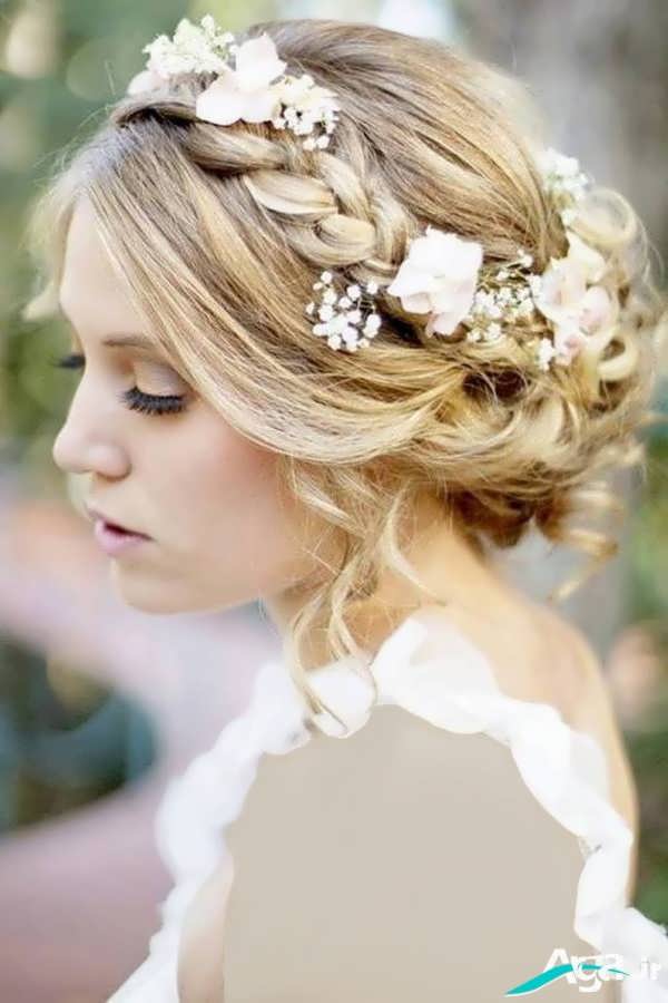 شینیون عروس شیک همراه با بافت بسیار زیبا مو