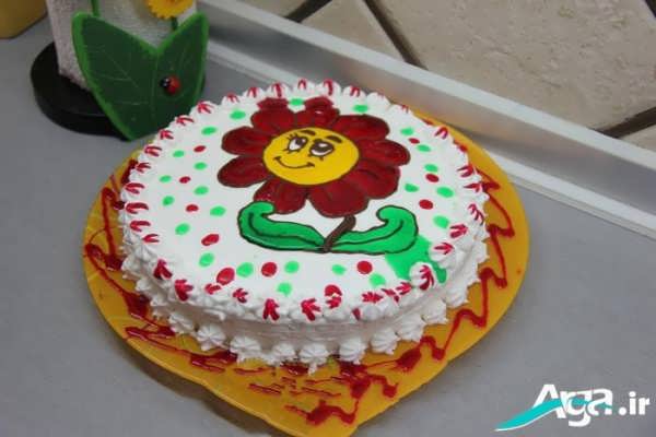 تزیین کیک به شکل گل آفتابگردان با ژله 