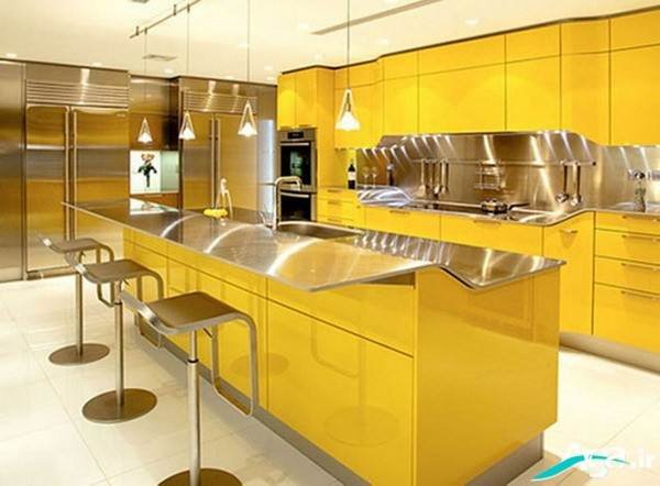 مدل دکوراسیون داخلی آشپزخانه زرد