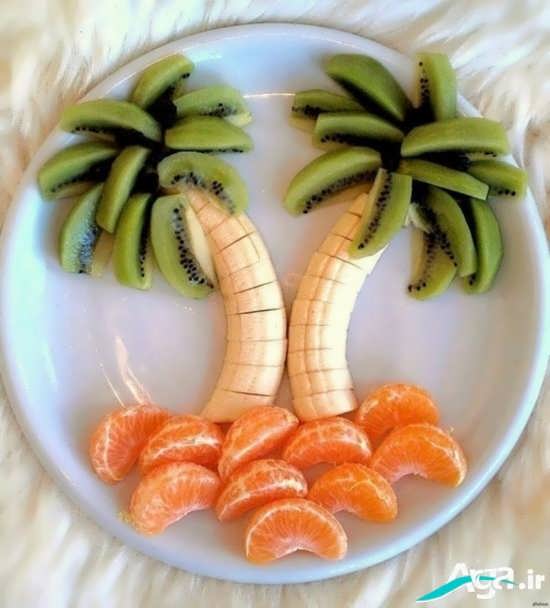 تزیین موز با کیوی و نارنگی