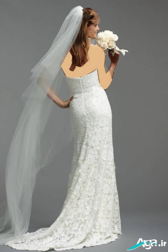 لباس عروس همراه با تور بلند