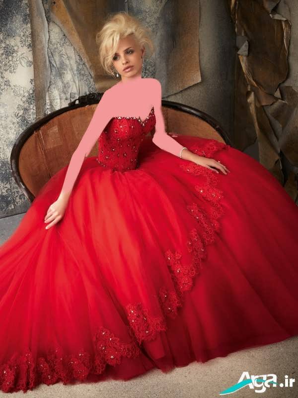 لباس عروس پفی قرمز