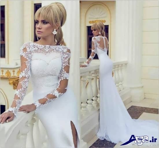 لباس عروس آستین دار با مدلی شیک و مدرن 