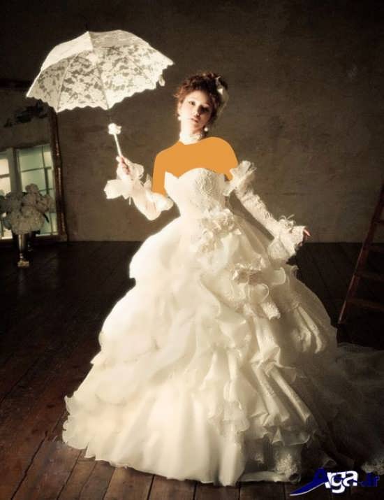 مدل لباس عروس آستین دار اسکالرت 