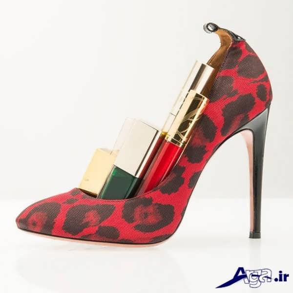 کفش پاشنه بلند زنانه قرمز مشکی