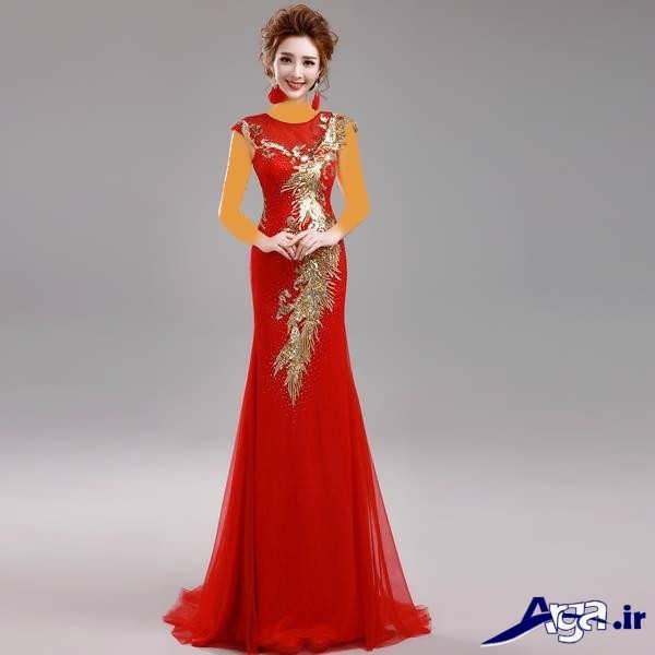 مدل لباس شب بلند قرمز