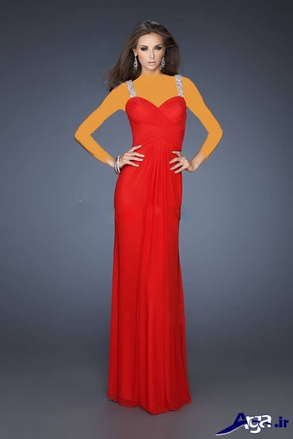 مدل لباس شب بلند قرمز ساده