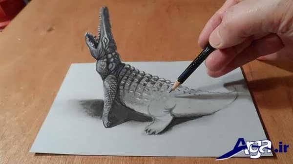 نقاشی های سه بعدی تمساح