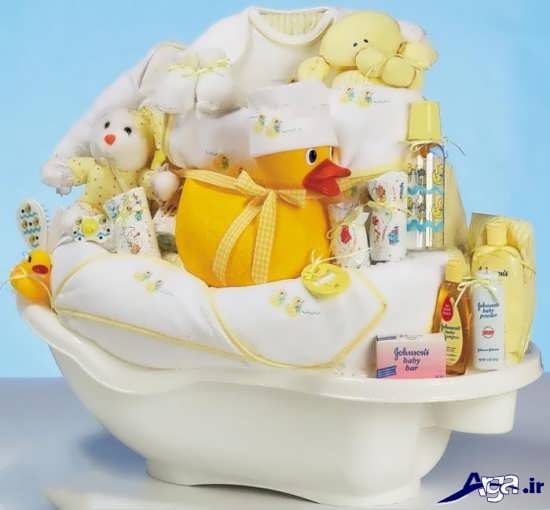 تزیین وسایل حمام نوزاد برای سیسمونی