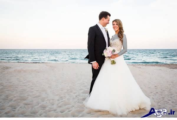 عکس عروس و داماد در ساحل دریا