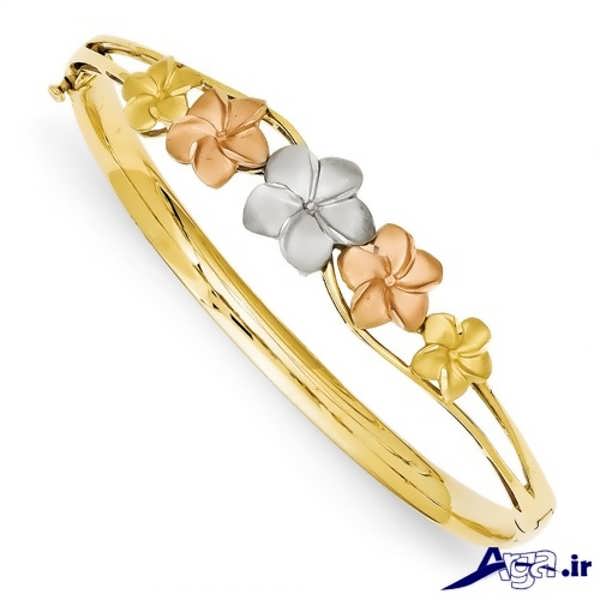 مدل دستبند طلا طرح فانتزی گل