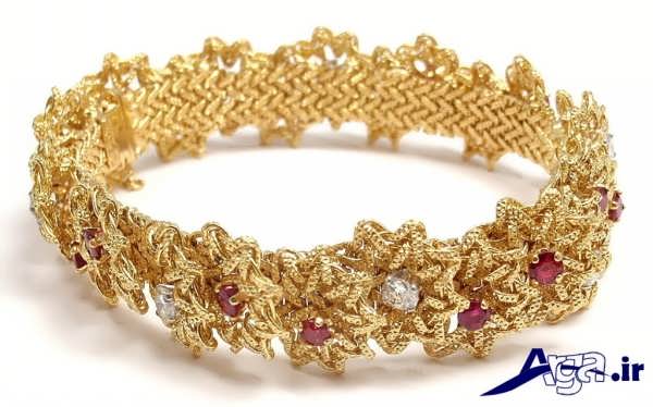 مدل دستبند طلا طرح گل