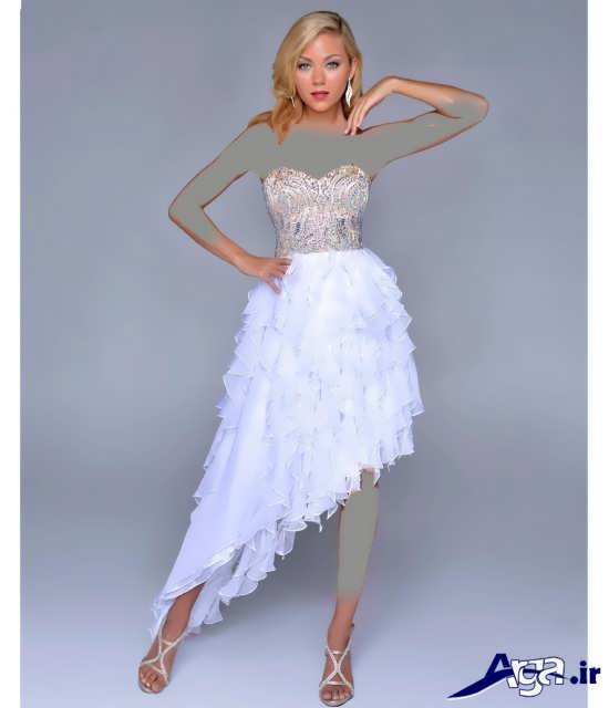 مدل لباس مجلسی بلند سفید زیبای دخترانه