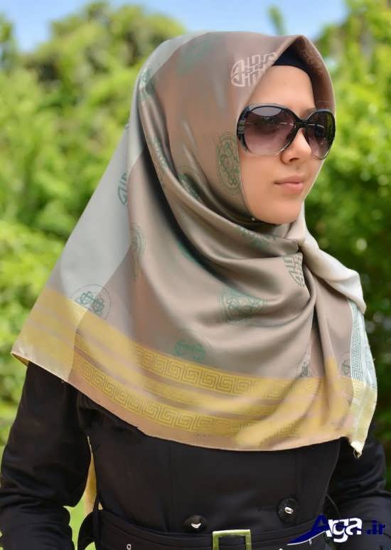 مدل بستن روسری چهارگوش حجاب