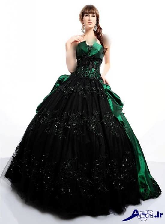 مدل لباس پرنسسی سبز