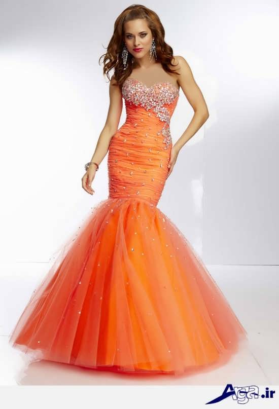 مدل لباس پرنسسی نارنجی