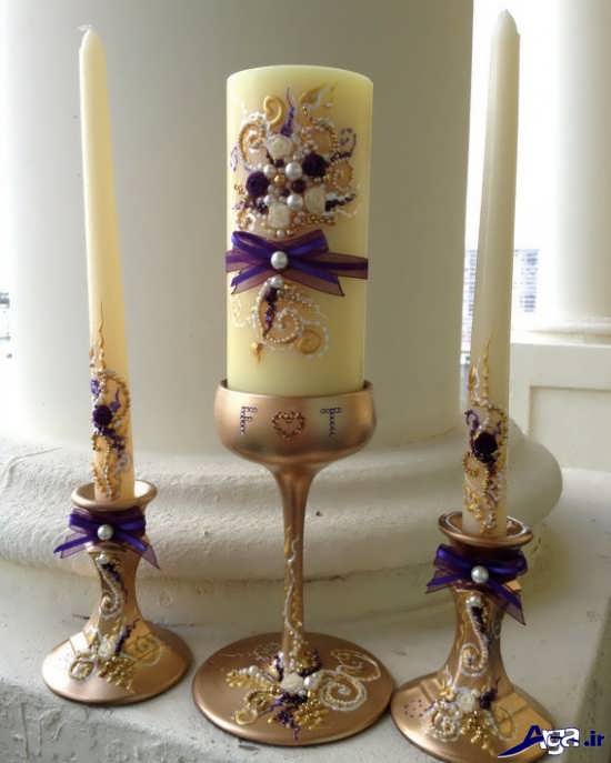 عکس شمع تزیین شده با مروارید