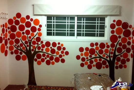 نقاشی درخت روی دیوار