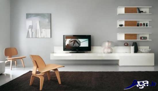 مدل میز تلویزیون سفید دیواری