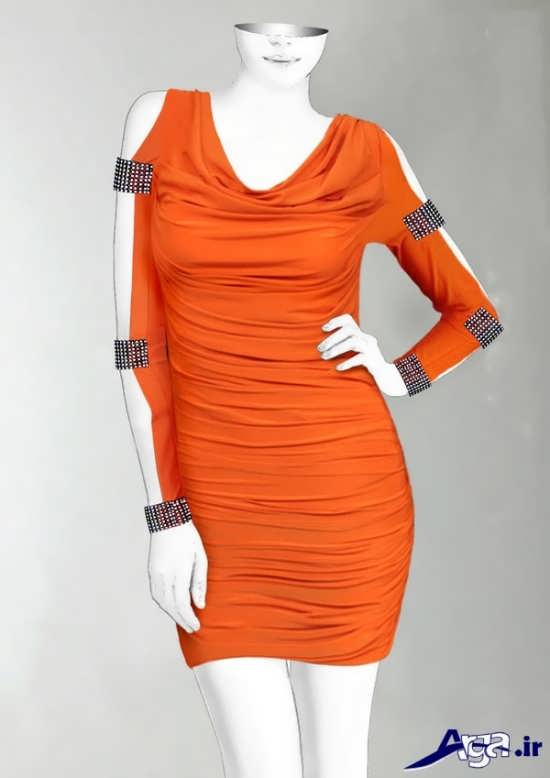 مدل تونیک نارنجی ریون زیبا