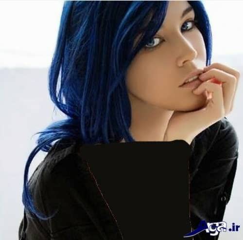 رنگی موی مشکی آبی زیبا 