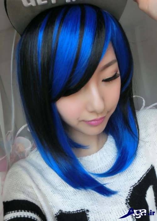 رنگ موی زیبا آبی مشکی 