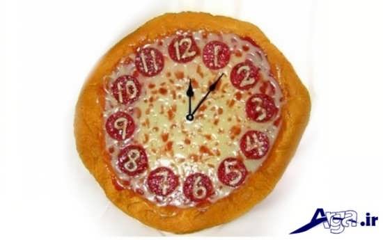 تزیین پیتزا به شکل ساعت 