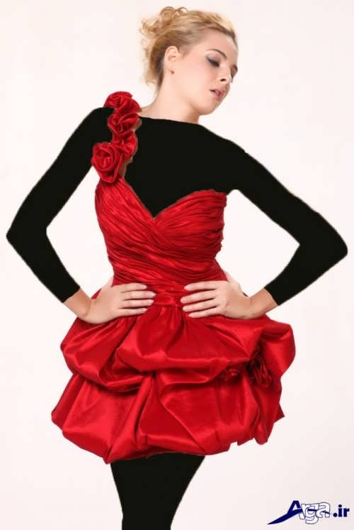 مدل لباس شب کوتاه قرمز 