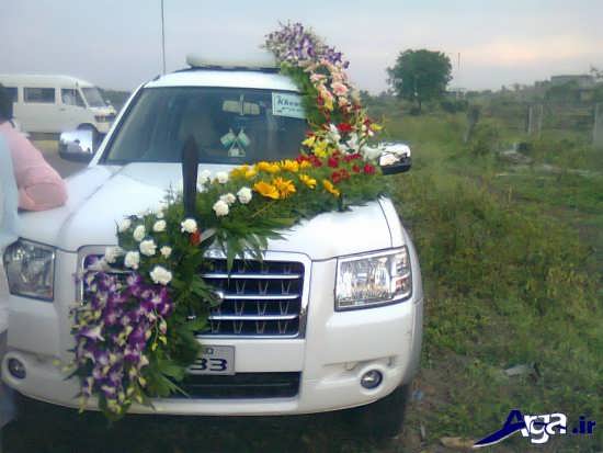 تزیین ماشین عروس با گل طبیعی