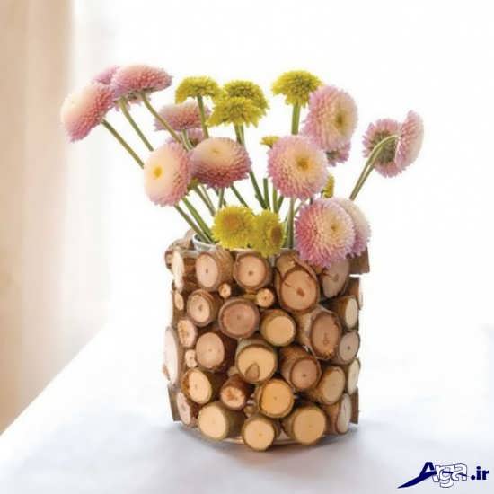 خلاقیت در ساخت گلدان با چوب