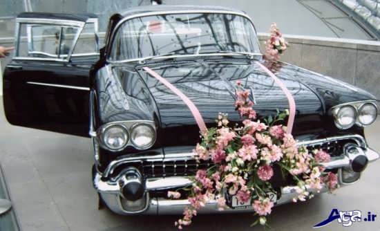 تزیین روی ماشین عروس با گل