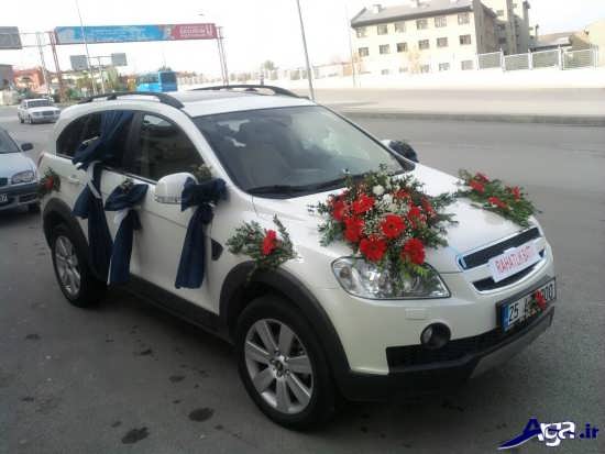تزیین ماشین عروس زیبا با گل