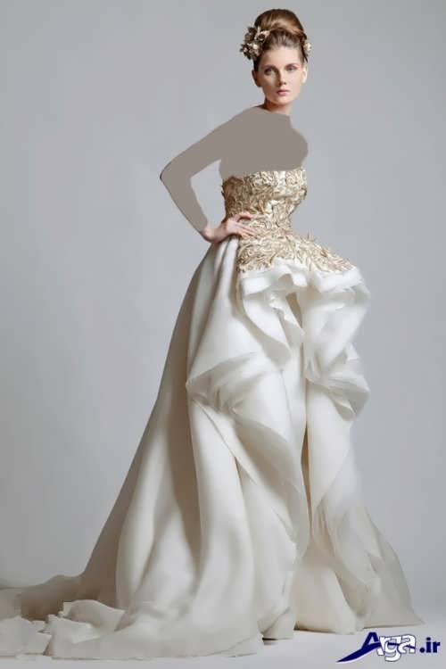 لباس عروس با بالا تنه کار شده 