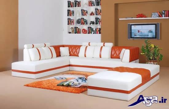مدل مبلمان نارنجی و سفید اسپرت 