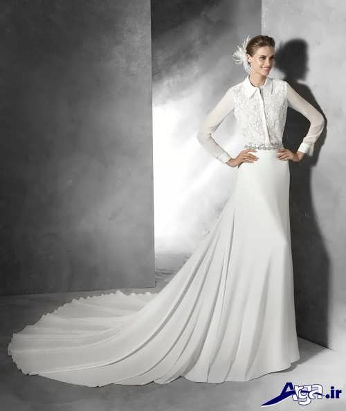 مدل لباس عروس با حجاب دنباله دار