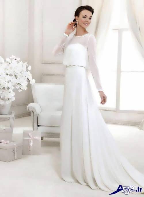 لباس عروس آستین بلند زیبا و شیک 