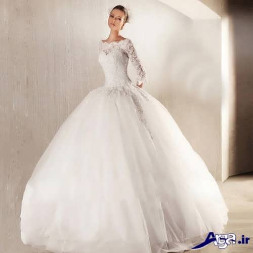 لباس عروس پف دار با آستین بلند 
