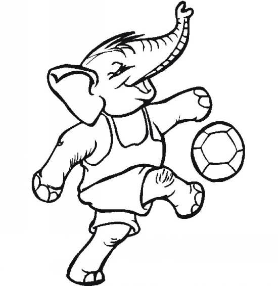 نقاشی فیل در حال توپ بازی 