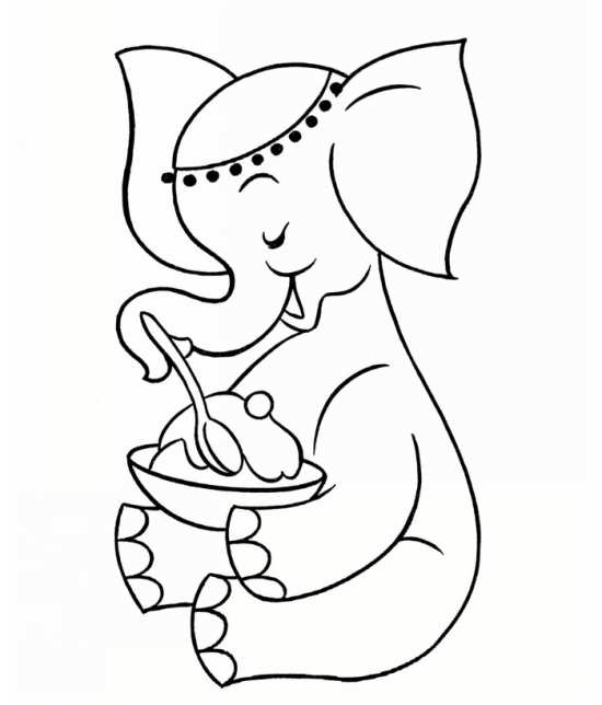 نقاشی زیبا فیل در حال غذا خوردن 
