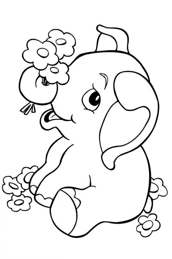 نقاشی گل و فیل 