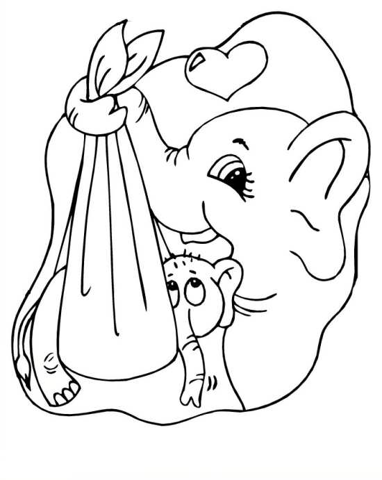 نقاشی زیبا از فیل و بچه اش 