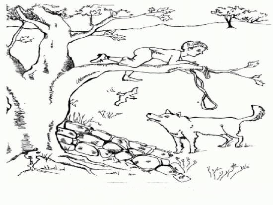 نقاشی زیبا انسان و گرگ در جنگل