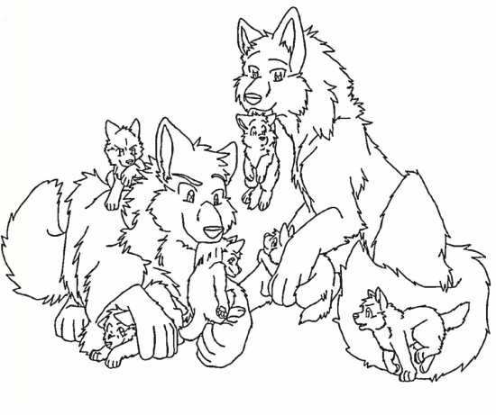 نقاشی گرگ و بچه هایش 